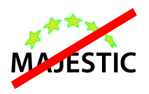 Logo von Majestic mit falsch gefärbten Sternen